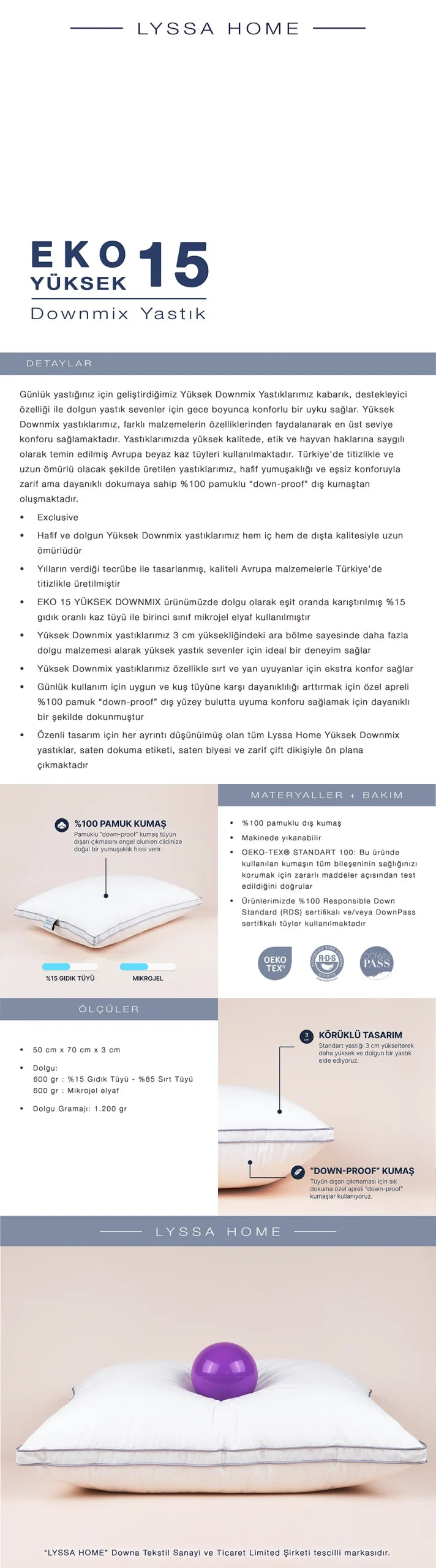 Eko 15 Downmix Yüksek Yastık - görsel 6